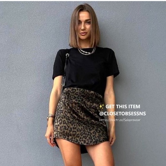 Zara mini leopard print cheetah mini satin skirt - Picture 4 of 9